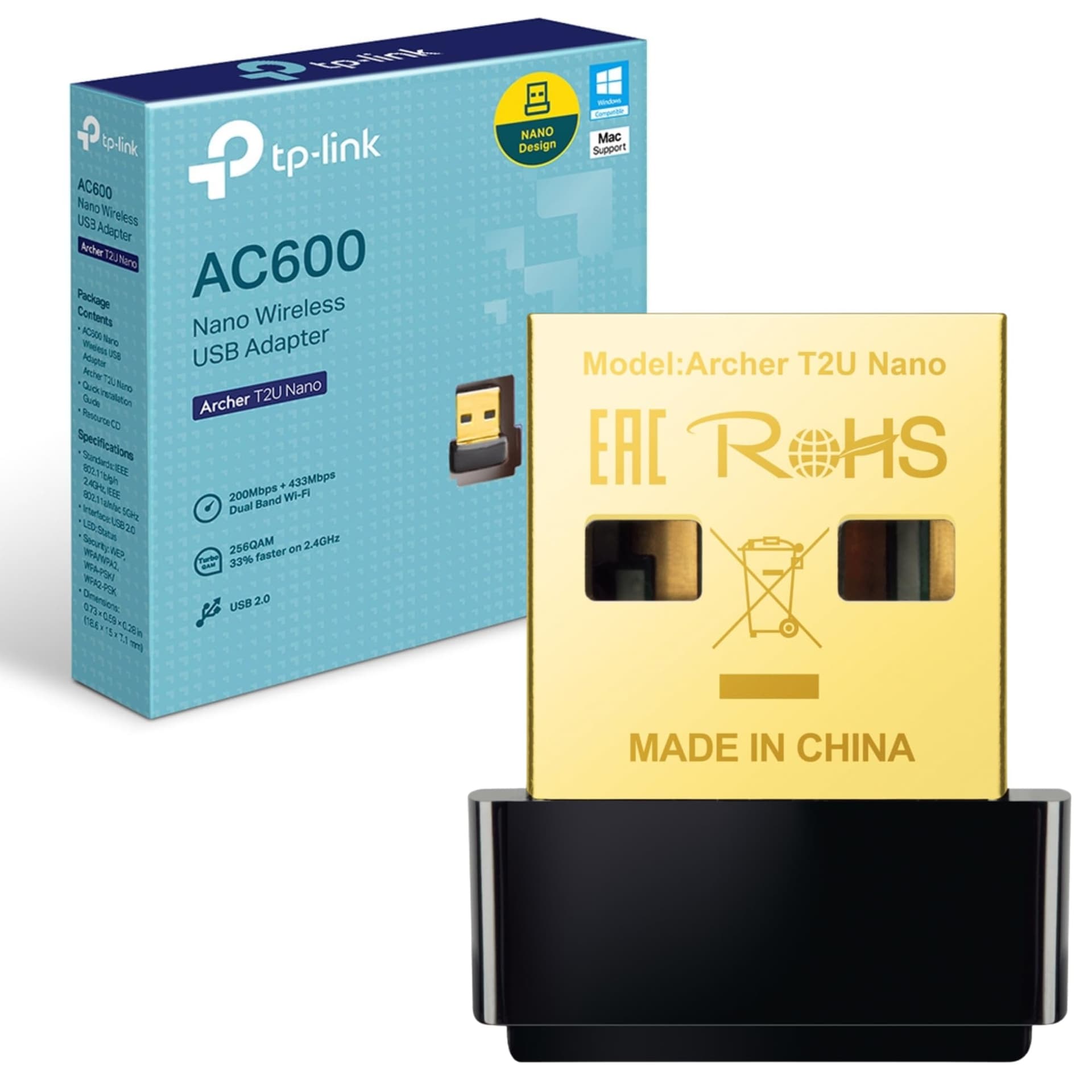 TP-Link Archer T2U Nano Dual Band Wireless USB Adapter AC600 - 433/200Mbps