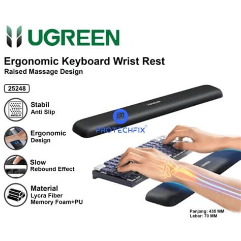 UGREEN Ergonomic Keyboard Wrist Rest L:435mm x W:70mm Black (25248)