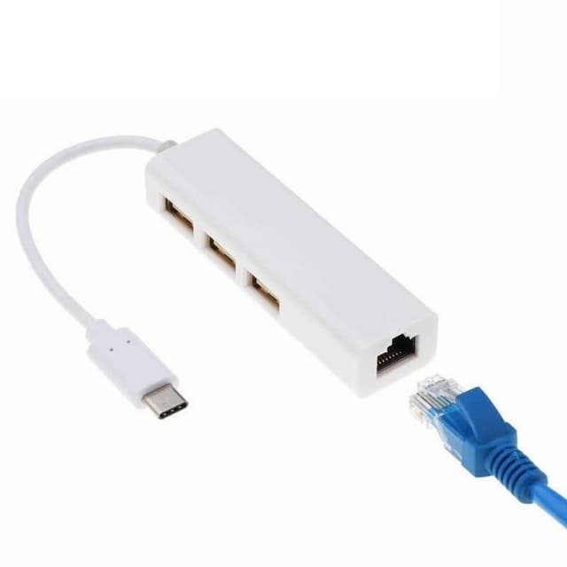 Adapter Type-C to RJ45, USB HUB USB-C to 10/100 LAN + USB 2.0 HUB adapter