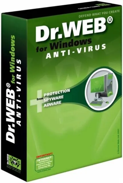 Doctor Web Antivirus Pro BOX 2-Desktop (2 license), 1 year Base + free Dr.Web license for Mobile Devices
