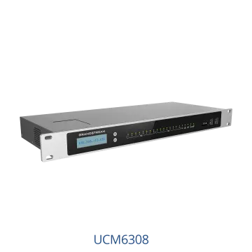 Grandstream UCM6308 Video Calls Support, 8 ATE Phone Line, 300 one time call, 3000 IP phone support, 128x32 dot matrix graphic LCD with DOWN and OK buttons, Asterisk 16 OS