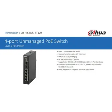 Dahua DH-PFS3206-4P-96 4 port PoE switch + 2 port SFP