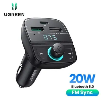 UGREEN Bluetooth Car Charger (80910) 12V to 2xUSB-A, 1xUSB-C Car Charger + FM + SD + USB Bluetooth Player