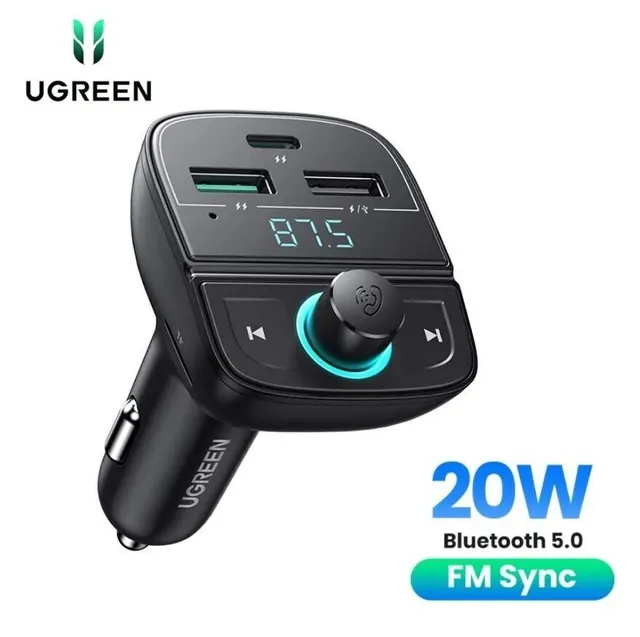 UGREEN Bluetooth Car Charger (80910) 12V to 2xUSB-A, 1xUSB-C Car Charger + FM + SD + USB Bluetooth Player