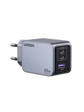 UGREEN Nexode Pro 65W Charger EU 220V to two USB-C and one USB-A 5V 65Wt Charger  (10335)