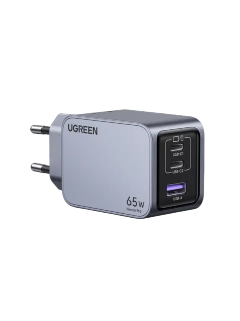 UGREEN Nexode Pro 65W Charger EU 220V to two USB-C and one USB-A 5V 65Wt Charger  (10335)