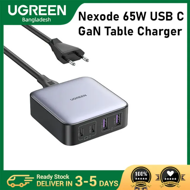 UGREEN Nexode 65W Charger EU (90747) 220V to 2 USB-C and 2 USB-A 5V 65Wt Charger