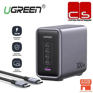 UGREEN Nexode Gan 300W Charger EU (90903B) 220V to 4 USB-C and one USB-A 5V 300Wt PD3.1 Charger