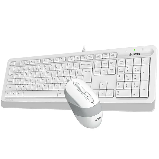 A4Tech Fstyler F1010 Slim White USB Cord Kb + Mouse