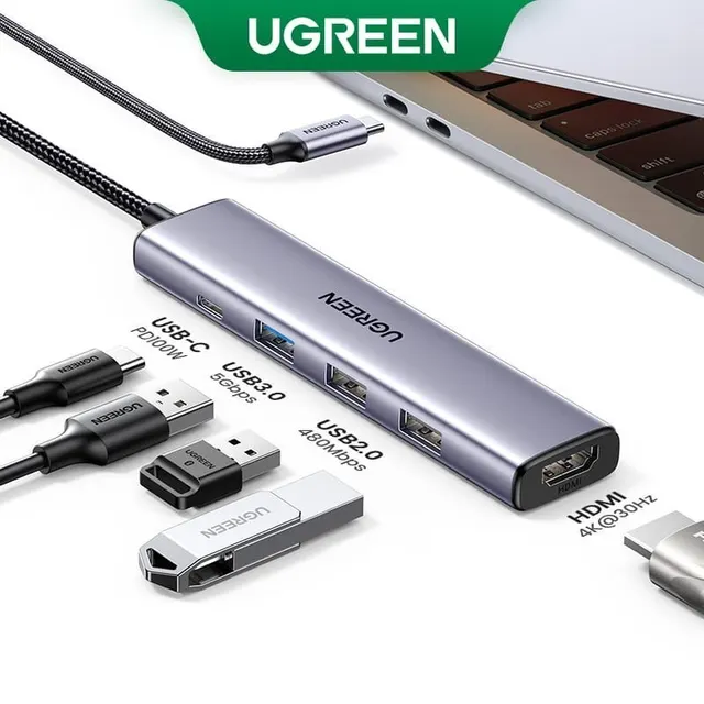 UGREEN 15495 USB 3.0 Type-C t HDMI Adapter and Multiport USB HUB with PD