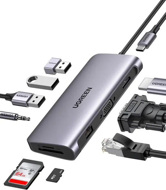 UGREEN USB-C Multiport HUB (45379) USB 3.0 Type-C to 2xHDMI Adapter and Multiport HUB with PD