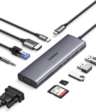 UGREEN USB-C Multiport HUB with LAN (45000) USB 3.0 Type-C to HDMI Adapter and Multiport HUB with PD + LAN
