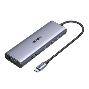 UGreen USB-C Multiport HUB with LAN(15601) USB 3.0 Type-C to HDMI & VGA Adapter and Multiport HUB with PD + LAN