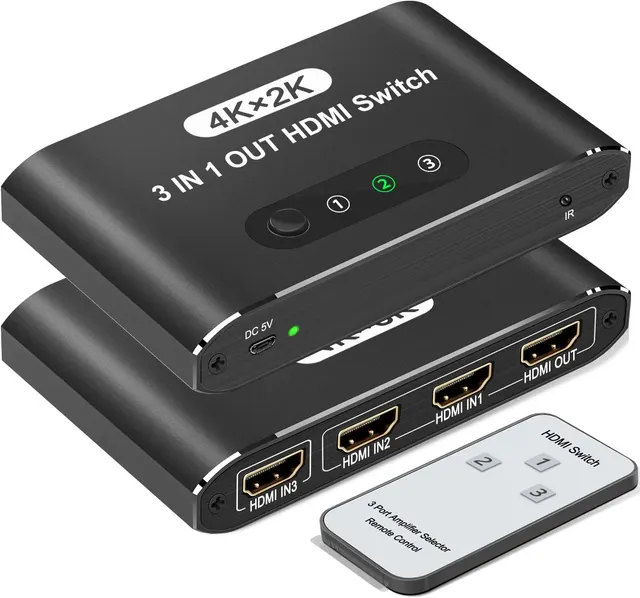 HDMI SwitcherHDMI Switcher 3 In 1 Out 4K 3840x2160 at 30Hz
