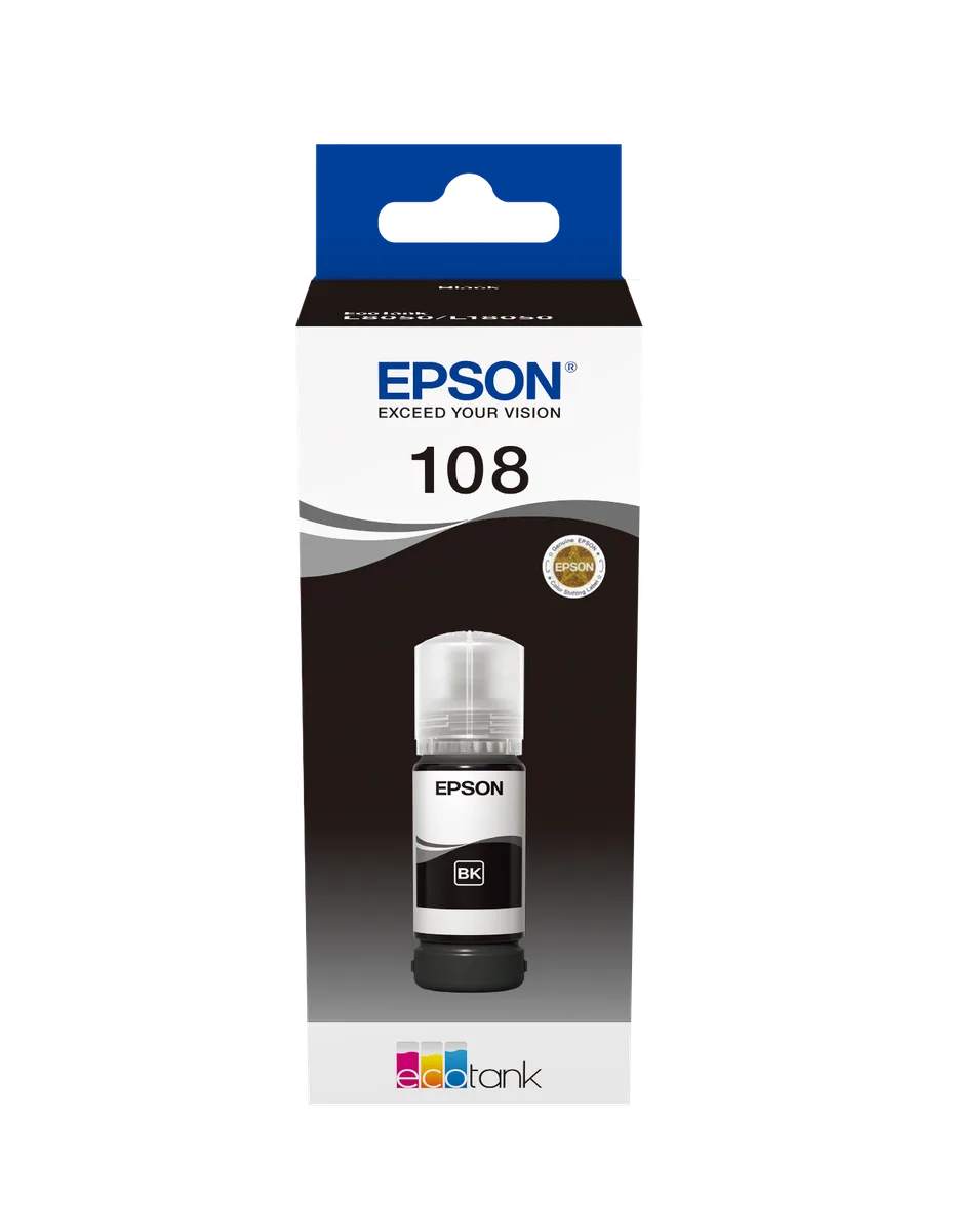 Epson 108 EcoTank Black Ink Bottle (L8050, L18050)