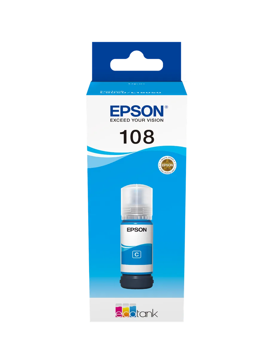 Epson 108 EcoTank Cyan Ink Bottle (L8050, L18050)