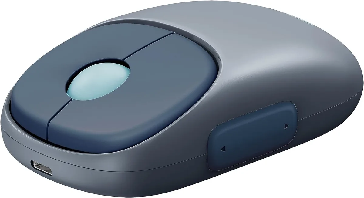 UGREEN Rechargeable Dual Mode Wireless Mouse (Blue), Bluetooth 5.0/3.0 & 2.4G, High-Precision Blue Light, 4000 DPI, Multi-Device Compatibility (90538)